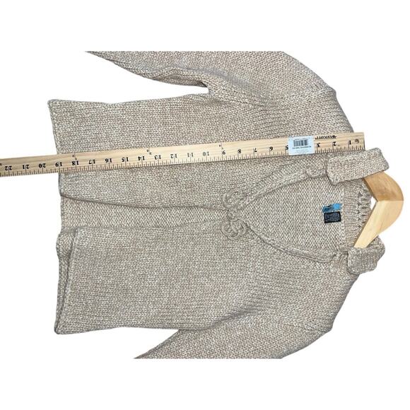 Powwow Natural Fibers Cotton Wool Tan Knit Sweater Cardigan Sz Small Amazing - Picture 4 of 8